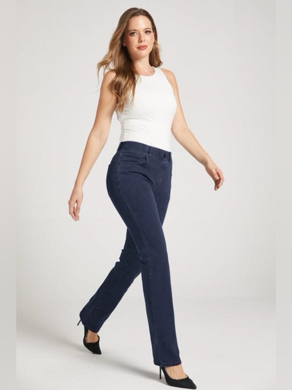 NEW Betabrand Straight-Leg 4-Pocket Yoga Denim in Dark Indigo Blue Size XXL